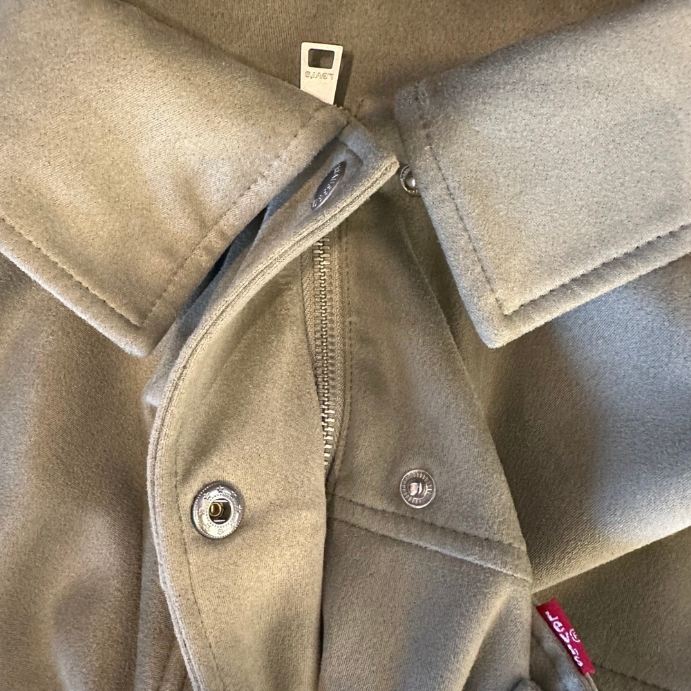 Levis Faux Suede Shacket Sage Green Button Up‎ Shirt Jacket LW2WS235 Womens 1X - Picture 12 of 15